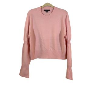 French Connection Women's Pink Babysoft Crewneck Gather Sweater- Size Large